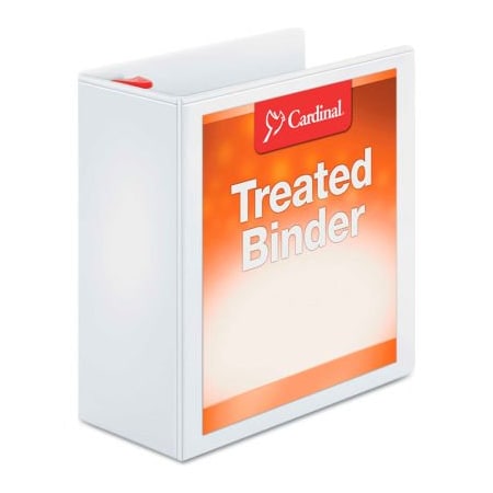 Cardinal Brands Cardinal Treated ClearVue Locking Slant-D Ring Binder, 4" Capacity, White 32140